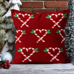 Candy Cane Red Christmas Pillow Cover/Christmas Stockings & Gifts/Red Black Pine Tree Cover/Merry Farmhouse Decor - thumbnail 2