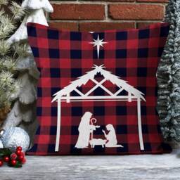 Candy Cane Red Christmas Pillow Cover/Christmas Stockings & Gifts/Red Black Pine Tree Cover/Merry Farmhouse Decor - thumbnail 4