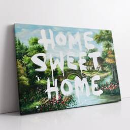 Home Sweet Dripping Abstract Oil Painting Banksy Village Wall Art, Framed Canvas Poster Print, Kitchen Office Room Decor, Gifts - thumbnail 2