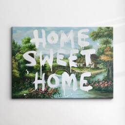 Home Sweet Dripping Abstract Oil Painting Banksy Village Wall Art, Framed Canvas Poster Print, Kitchen Office Room Decor, Gifts - thumbnail 3