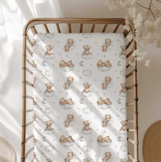 Bear On The Clouds Bedding, Duvet Covers, Fitted Sheets, Kids & Baby Childrens Room Decor, Bedding Pillows - image 1
