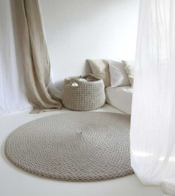 Chunky Handwoven Rug With A Modern Pattern, Fluffy Round Carpet For Bedroom Or Living Room, Perfect Scandinavian Bohemian Home Style - image 1