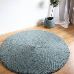 Chunky Handwoven Rug With A Modern Pattern, Fluffy Round Carpet For Bedroom Or Living Room, Perfect Scandinavian Bohemian Home Style - thumbnail 3