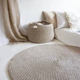 Chunky Handwoven Rug With A Modern Pattern, Fluffy Round Carpet For Bedroom Or Living Room, Perfect Scandinavian Bohemian Home Style - thumbnail 2