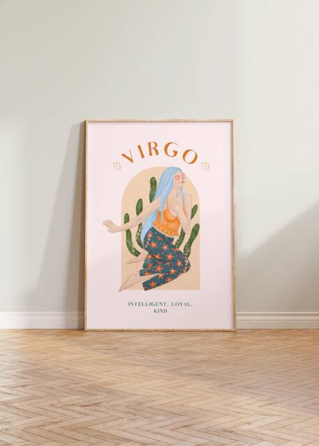Virgo Print, Art Horoscope Zodiac Gift, Astrology Star Sign Wall Art, Poster, Illustration - image 1