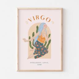 Virgo Print, Art Horoscope Zodiac Gift, Astrology Star Sign Wall Art, Poster, Illustration - thumbnail 2