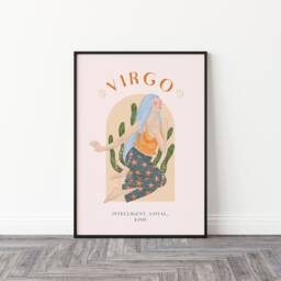 Virgo Print, Art Horoscope Zodiac Gift, Astrology Star Sign Wall Art, Poster, Illustration - thumbnail 3