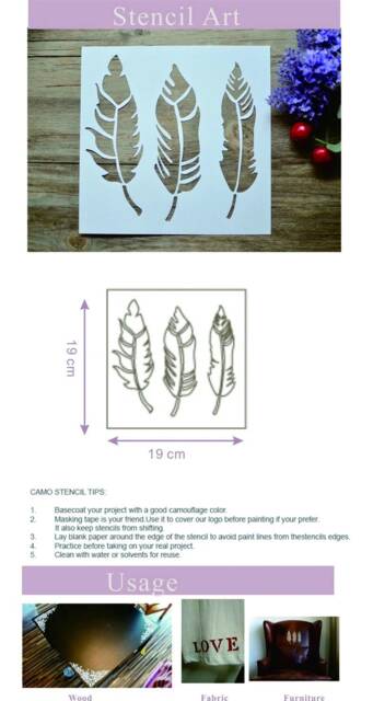 Feather Stencil - Diy Decor Craft Stencil Scrapbooking Template Painting Wall - 42010-A - image 1