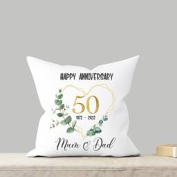 Personalised 50Th Anniversary Cushion, 50 Year Wedding Gift, Golden Ruby Keepsake - thumbnail 3