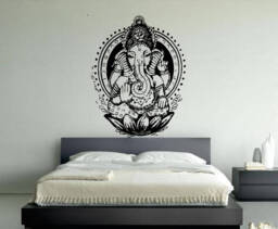 Ganesha Elephant Lord Of Success Hindu Hand God Buddha Indian Design Wall Vinyl Decal Art Sticker Home Modern Stylish Interior Decor Vg140 - thumbnail 1
