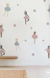 Ballerina Fabric Wall Stickers Reusable Nursery Decor - thumbnail 1