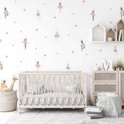 Ballerina Fabric Wall Stickers Reusable Nursery Decor - thumbnail 2