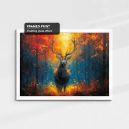 Deer in The Woods Nature Wild Animal Art Oil Painting Framed Poster Print & Canvas Wall Living Home Decor Interior Dog Gift - thumbnail 3