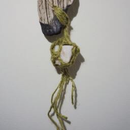 Driftwood Wall Hanging With Macrame Rock - Woodburning Art - thumbnail 4