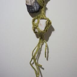 Driftwood Wall Hanging With Macrame Rock - Woodburning Art - thumbnail 3