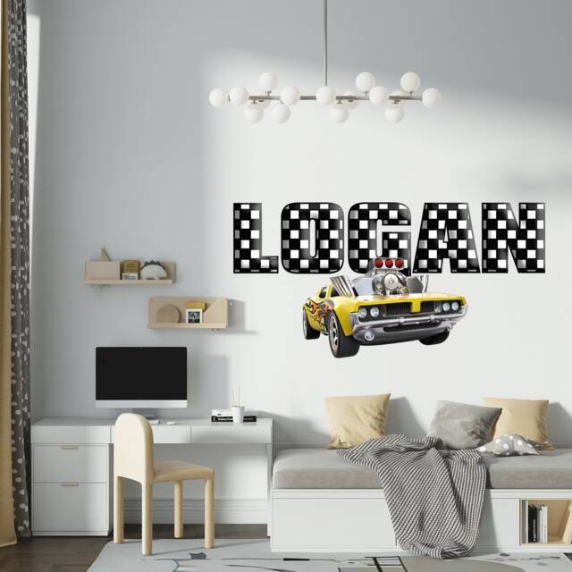 Racing Personalized Wall Stickers Custom Name Teenagers, Children's Room Decorations Removable Decal Home Decor Art - image 1