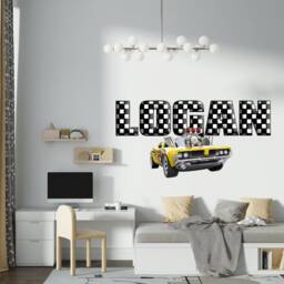 Racing Personalized Wall Stickers Custom Name Teenagers, Children's Room Decorations Removable Decal Home Decor Art - thumbnail 1