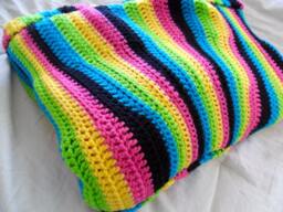 Neon Topsy Turvy Wavy Zebra Stripe Afghan Blanket - 69 In. X 47
