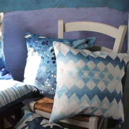 True Blue, Watercolor Motif, Digital Printed, Cushion Cover, Cotton Canvas - thumbnail 2