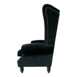 Queen Anne Wingback Fireside Chair Extra Tall Black Wood Accent - thumbnail 4