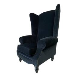 Queen Anne Wingback Fireside Chair Extra Tall Black Wood Accent - thumbnail 1