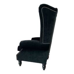 Queen Anne Wingback Fireside Chair Extra Tall Black Wood Accent - thumbnail 2