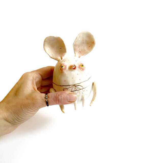 Ceramic Mouse Box, Mouse Lover Gift, Wedding Office Decor, Jewelry Storage, Baby Shower Ooak Home Bedroom Decor - image 1