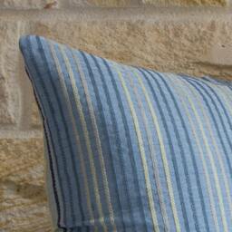 Blue Pillow Cover, Floral Cream Gold Motif, Anaglyph, Decorative, 18x18 - thumbnail 4