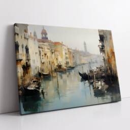 Venice Italy Gondola Boat River Landmark Oil Painting Watercolor Wall Art Framed Calming Canvas Poster Print Home/Office Room Decor Gifts - thumbnail 2