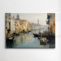 Venice Italy Gondola Boat River Landmark Oil Painting Watercolor Wall Art Framed Calming Canvas Poster Print Home/Office Room Decor Gifts - thumbnail 3