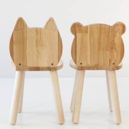 Beech Wood Kids Table & Chair Set, Cat & Bear Design - thumbnail 2