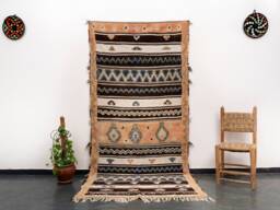 Large Moroccan Wool Rug 4x9 Ft, Berber Glaoui Kilim, High Atlas Tribal - thumbnail 1