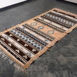 Large Moroccan Wool Rug 4x9 Ft, Berber Glaoui Kilim, High Atlas Tribal - thumbnail 2