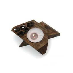 Abstract Wooden Candle Holder, Hand Carved Candleholder - thumbnail 3
