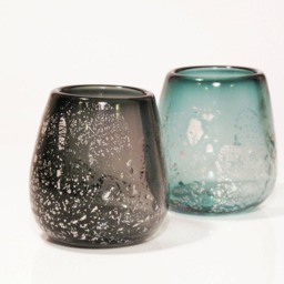 Kosetsu Blown Glass Candle Holder With Silver Leaf Pattern - thumbnail 2