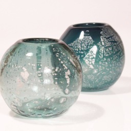 Kosetsu Blown Glass Candle Holder With Silver Leaf Pattern - thumbnail 3