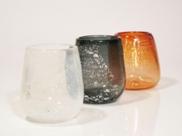 Kosetsu Blown Glass Candle Holder With Silver Leaf Pattern