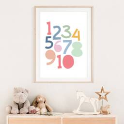 Numbers Print, Girls Nursery Prints, Playroom Wall Art, Poster, Educational Learning Pastel Colours - thumbnail 2