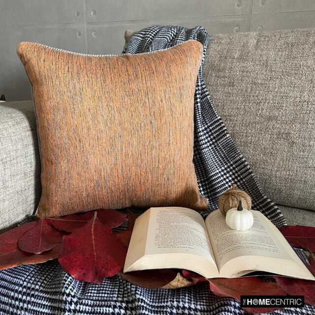 "Jacquard Silk Orange Couch Pillow Cover 16""x16" - image 1