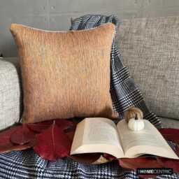 "Jacquard Silk Orange Couch Pillow Cover 16""x16" - thumbnail 1