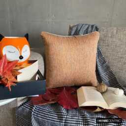 "Jacquard Silk Orange Couch Pillow Cover 16""x16" - thumbnail 2