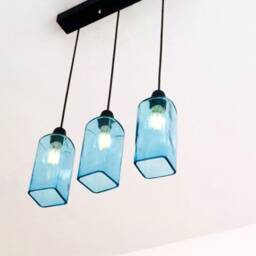 Industrial Light Fixture - Chandelier Ceiling Lamp Made From Bombay Sapphire Gin Bottle For Home, Bar & Kitchen Island - thumbnail 2