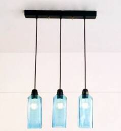Industrial Light Fixture - Chandelier Ceiling Lamp Made From Bombay Sapphire Gin Bottle For Home, Bar & Kitchen Island - thumbnail 3