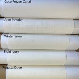 Custom Linen Roman Shade, Cream Camellia Border, Window Treatment - thumbnail 4