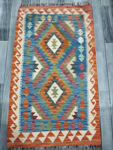 Classic Kilim Rug, Handmade Artisan Afghan Turkish Scandinavian Navajo Bohemian Wool Flatweave Multicolour Rug 135x75 cm - image 1