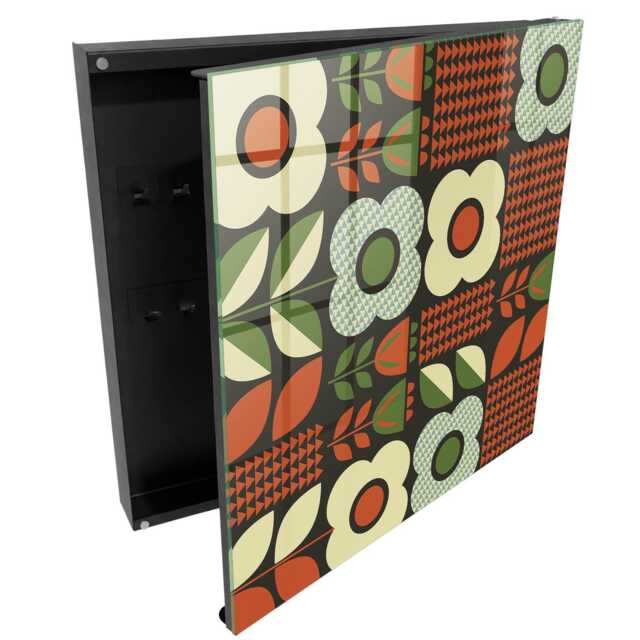 Cheerful Flowers Key Cabinet For Home, Red Box Wall, Geometric Backgrounds & Patterns, Lovers Of Floral Patterns - image 1