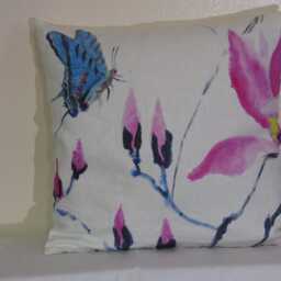 Designers Guild Fabric Madame Butterfly Peony 100% Linen Cushion Cover - thumbnail 2