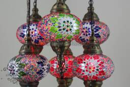 7 - Ball Turkish Sultan Mosaic Chandelier With Large Globes