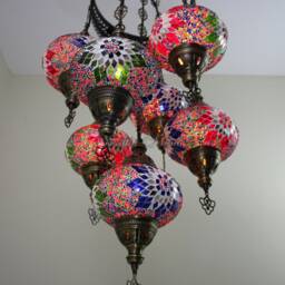 7 - Ball Turkish Sultan Mosaic Chandelier With Large Globes - thumbnail 2