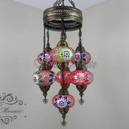 7 - Ball Turkish Sultan Mosaic Chandelier With Large Globes - thumbnail 3